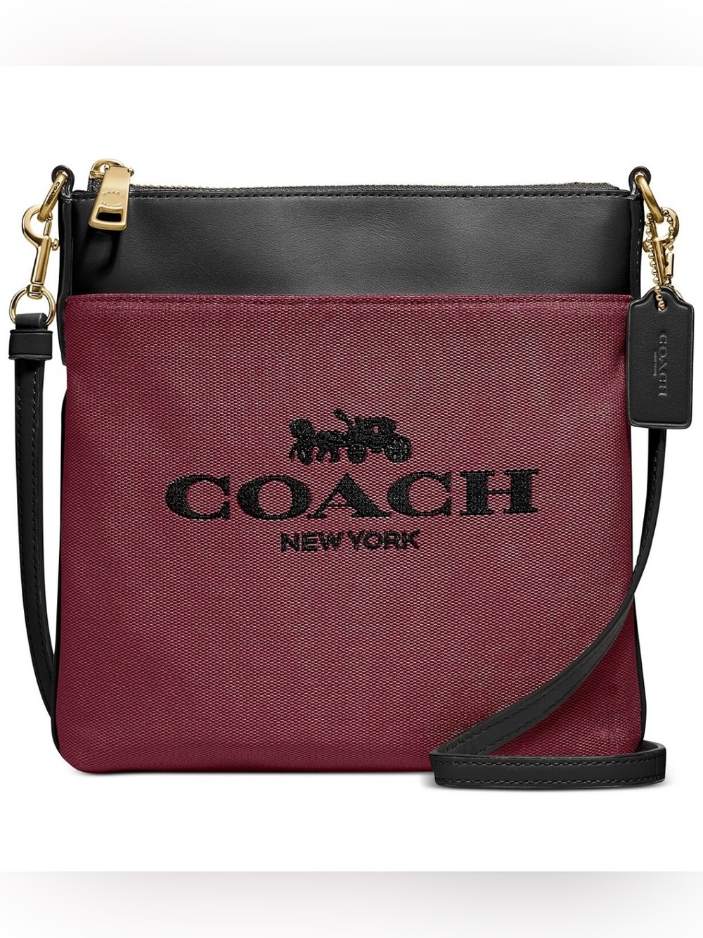 Coach Two-Tone Burgundy and Black Kitt Messenger Crossbody
